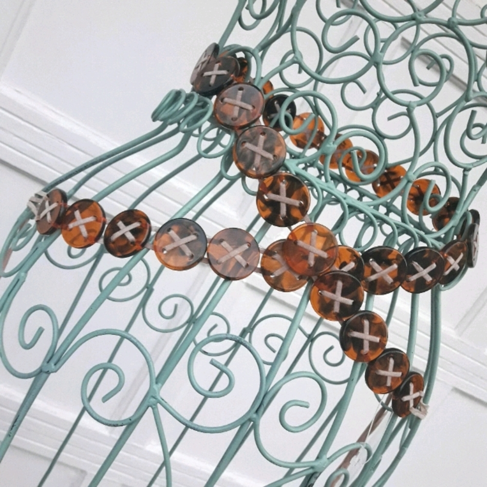 Chain Belt Tortoise Shell Buttons Retro Vintage - image 6